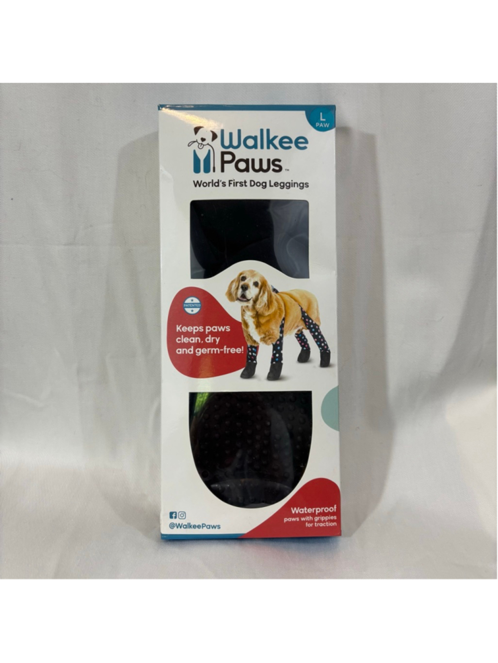 NEW Walkee Paws Dog Boot Leggings Black Size L Waterproof Paw Protectors